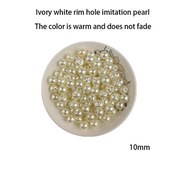DIY πλαϊνή τρύπα απομίμηση πέρλα χειροποίητο υλικό κοσμήματα βραχιόλι αξεσουάρ διακόσμησης ρούχων ABS στρογγυλές χαλαρές χάντρες 8mm