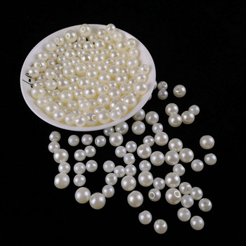 Μονή τρύπα απομίμηση πέρλα ιβουάρ λευκά αξεσουάρ ρούχων χαλαρές χάντρες 8-10mm χειροποίητο υλικό γυαλιστερή ρητίνη διακόσμηση κοσμημάτων