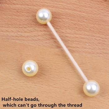 Една дупка имитация на перла слонова кост бели аксесоари за дрехи свободни мъниста 8-10 mm ръчно изработен материал гланц смола декорация на бижута