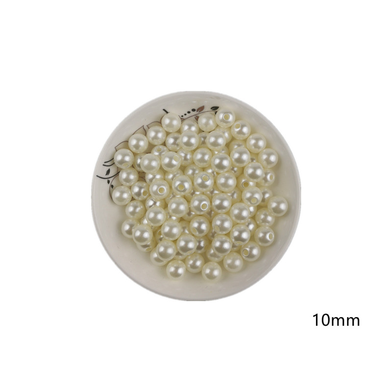Viena cauruma imitācija pērļu ziloņkaula balts apģērbu aksesuāri brīvas krelles 8-10mm roku darbs materiāls spīdīga sveķu rotaslietas rotājumi