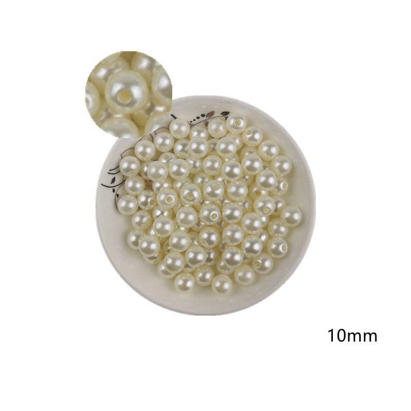 Viena cauruma imitācija pērļu ziloņkaula balts apģērbu aksesuāri brīvas krelles 8-10mm roku darbs materiāls spīdīga sveķu rotaslietas rotājumi
