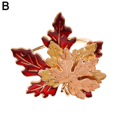 Salvešu gredzeni Kļavu lapu salvešu gredzenu turētājs Fall salvešu gredzeni vakariņām Ziemassvētku Pateicības ballītei banketu bufetes galda dekors