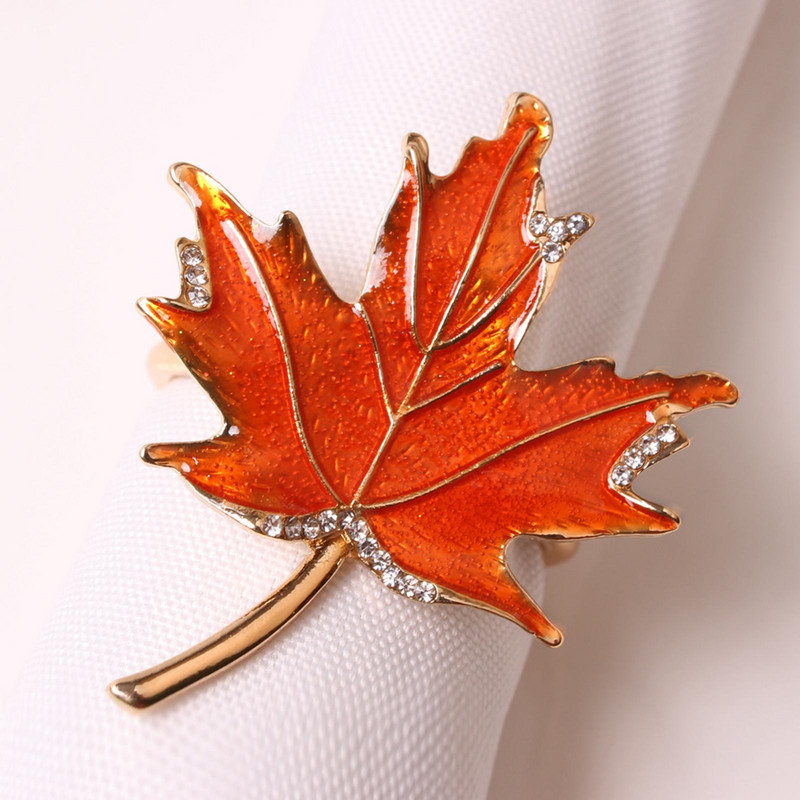 Salvešu gredzeni Kļavu lapu salvešu gredzenu turētājs Fall salvešu gredzeni vakariņām Ziemassvētku Pateicības ballītei banketu bufetes galda dekors