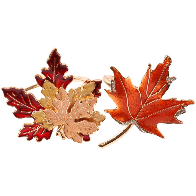 Salvešu gredzeni Kļavu lapu salvešu gredzenu turētājs Fall salvešu gredzeni vakariņām Ziemassvētku Pateicības ballītei banketu bufetes galda dekors