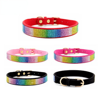 Κολιέ Bling Rhinestone Dog Dog Collar Μαλακό υλικό Δέρμα για κατοικίδιο κουτάβι γατάκι κολιέ με διαμαντένιο γιακά μικρό μεσαίο Chihuahua Pug Yorkie