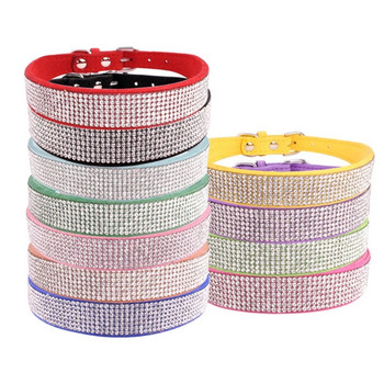 Κολιέ Bling Rhinestone Dog Dog Collar Μαλακό υλικό Δέρμα για κατοικίδιο κουτάβι γατάκι κολιέ με διαμαντένιο γιακά μικρό μεσαίο Chihuahua Pug Yorkie