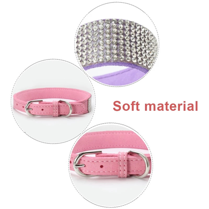 Bling Rhinestone suns kaķa kakla siksna mīksts materiāls āda mājdzīvnieks kucēns kaķēns dimanta kaklasiksna Maza vidēja čivavas mopsis Jorkijs