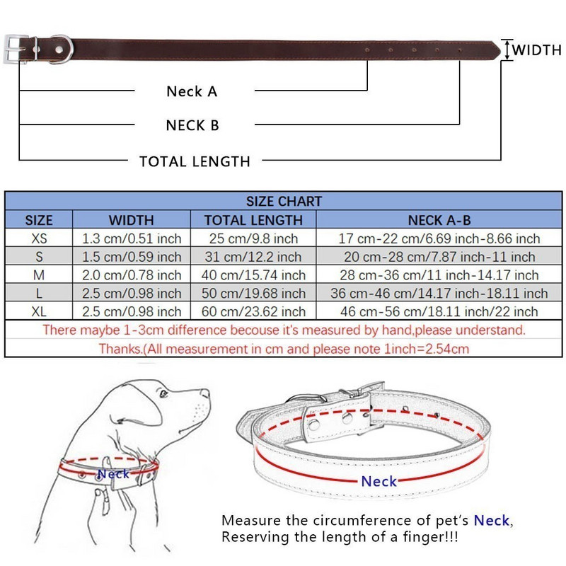 1 gabals īstas ādas izturīga mājdzīvnieku suņu kaklasiksna brūna melna sarkana oranža rozā zaļa zila kucēnam liela suņa kaklasiksna, izmērs XS SML