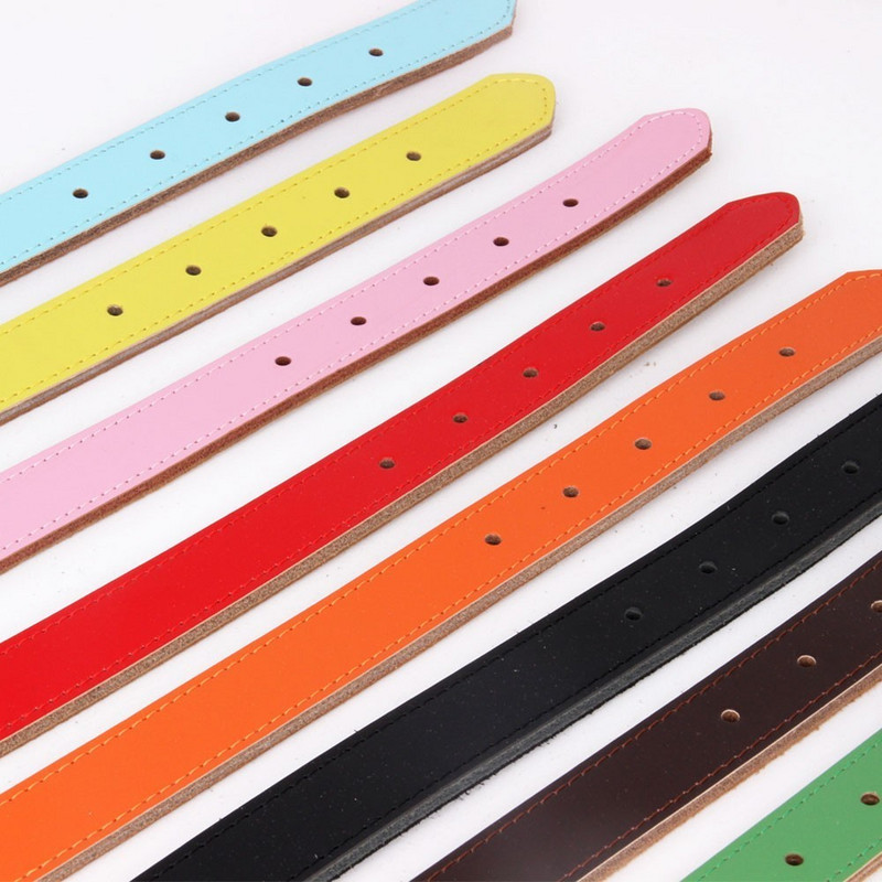 1 gabals īstas ādas izturīga mājdzīvnieku suņu kaklasiksna brūna melna sarkana oranža rozā zaļa zila kucēnam liela suņa kaklasiksna, izmērs XS SML