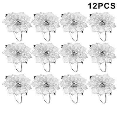 12gab Leģētā salvešu gredzena ziedu Rhinestone Design dvieļu salvešu sprādzes turētāji Kāzu ballītes vakariņu galda dekorēšana