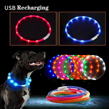 Pet Dogs Cats LED Light Collars Επαναφορτιζόμενα που αναβοσβήνουν Νυχτερινά περιλαίμια σκυλιών USB Φωτεινό κολάρο Διακόσμηση λαιμού κατοικίδιων που λάμπει στο σκοτάδι