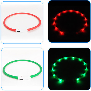 Pet Dogs Cats LED Light Collars Επαναφορτιζόμενα που αναβοσβήνουν Νυχτερινά περιλαίμια σκυλιών USB Φωτεινό κολάρο Διακόσμηση λαιμού κατοικίδιων που λάμπει στο σκοτάδι