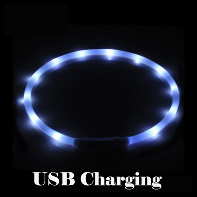 Mājdzīvnieku suņi Kaķi LED gaismas kaklasiksnas Uzlādējamas mirgojošas nakts suņu kakla siksnas USB gaismas staru kakla siksna Mājdzīvnieka kakla dekorācija mirdzoša tumsā