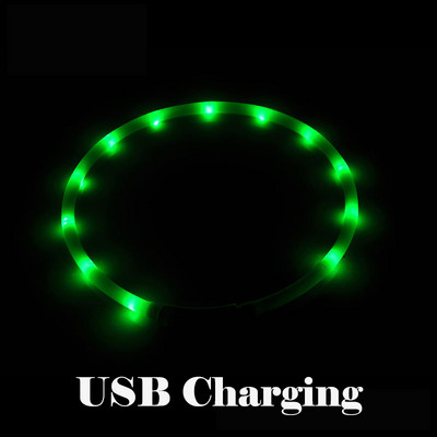 Mājdzīvnieku suņi Kaķi LED gaismas kaklasiksnas Uzlādējamas mirgojošas nakts suņu kakla siksnas USB gaismas staru kakla siksna Mājdzīvnieka kakla dekorācija mirdzoša tumsā