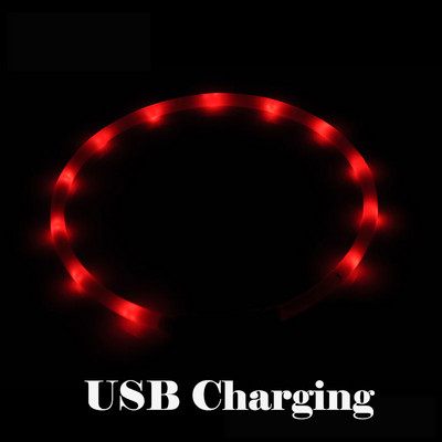 Mājdzīvnieku suņi Kaķi LED gaismas kaklasiksnas Uzlādējamas mirgojošas nakts suņu kakla siksnas USB gaismas staru kakla siksna Mājdzīvnieka kakla dekorācija mirdzoša tumsā