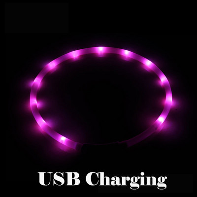 Mājdzīvnieku suņi Kaķi LED gaismas kaklasiksnas Uzlādējamas mirgojošas nakts suņu kakla siksnas USB gaismas staru kakla siksna Mājdzīvnieka kakla dekorācija mirdzoša tumsā