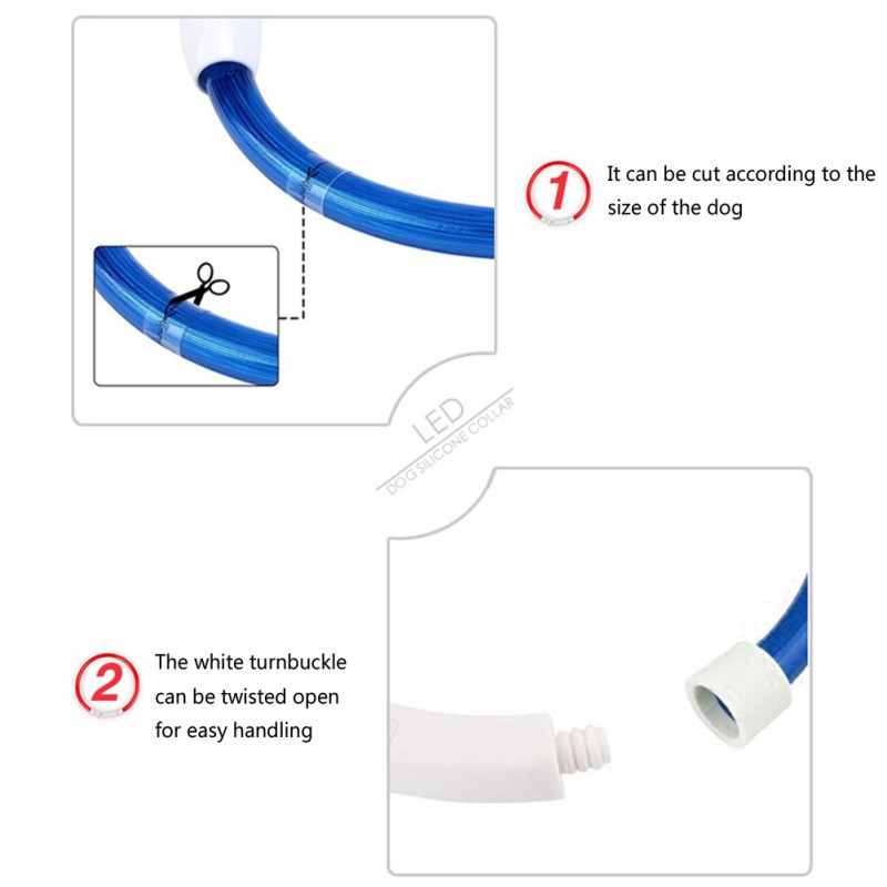 Mājdzīvnieku suņi Kaķi LED gaismas kaklasiksnas Uzlādējamas mirgojošas nakts suņu kakla siksnas USB gaismas staru kakla siksna Mājdzīvnieka kakla dekorācija mirdzoša tumsā