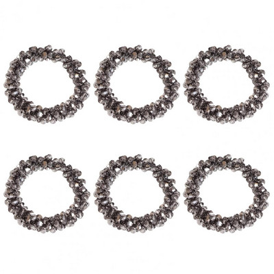 6 gab. Salvešu gredzeni Mākslīgā kristāla krelles formas salvešu turētāji Galda noformējums apaļš viesnīcas izlaiduma pusdienu galds, salvešu apļi