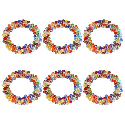 6 gab. Salvešu gredzeni Mākslīgā kristāla krelles formas salvešu turētāji Galda noformējums apaļš viesnīcas izlaiduma pusdienu galds, salvešu apļi