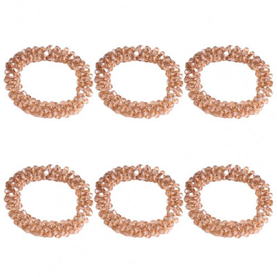 6 gab. Salvešu gredzeni Mākslīgā kristāla krelles formas salvešu turētāji Galda noformējums apaļš viesnīcas izlaiduma pusdienu galds, salvešu apļi