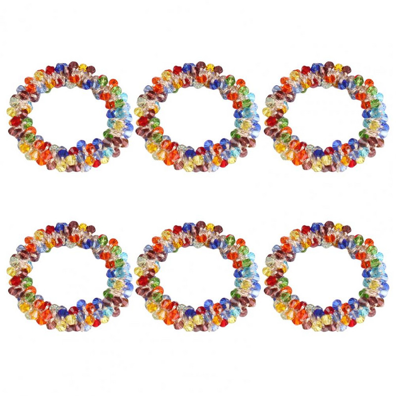 6 gab. Salvešu gredzeni Mākslīgā kristāla krelles formas salvešu turētāji Galda noformējums apaļš viesnīcas izlaiduma pusdienu galds, salvešu apļi