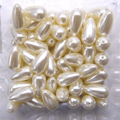 6x10mm 6x14mm ūdens pilienu imitācijas pērles, taisnu caurumu starplikas Pērlītes rokdarbu piederumiem un rotaslietu izgatavošanai