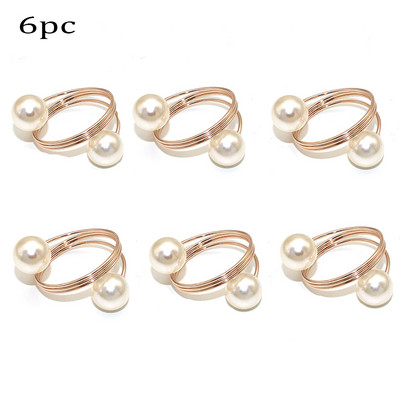 6db Pearls szalvéta gyűrű asztaldísz fém őszi levelek szalvétatartó gyűrűk szállodai születésnapi esküvői dekorációhoz, parti kellékekhez