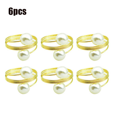 6db Pearls szalvéta gyűrű asztaldísz fém őszi levelek szalvétatartó gyűrűk szállodai születésnapi esküvői dekorációhoz, parti kellékekhez