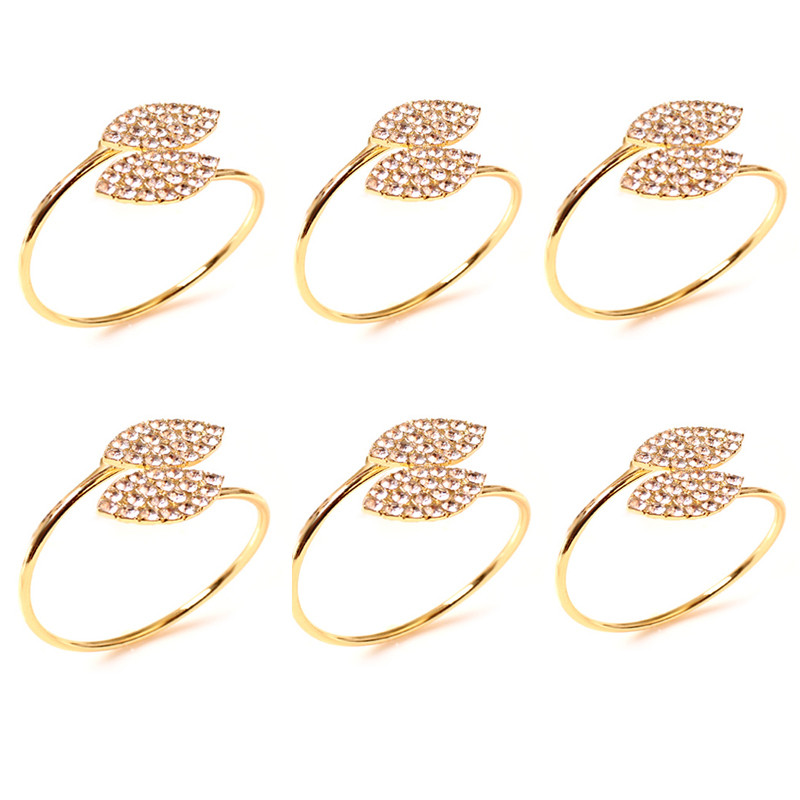 6db Pearls szalvéta gyűrű asztaldísz fém őszi levelek szalvétatartó gyűrűk szállodai születésnapi esküvői dekorációhoz, parti kellékekhez