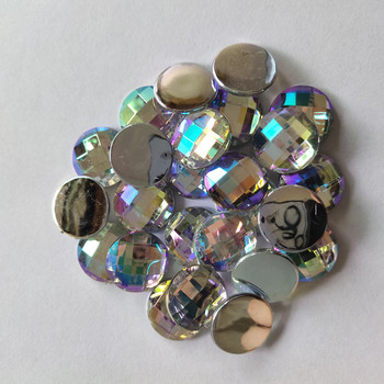 20 мм 10 бр./опаковка, кръгли акрилни кристали с черен сиамски аметист, ТАЙВАНски акрилни кристали с плосък гръб, кристали, аксесоари за бижута