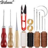 Δερμάτινο κιτ ραπτικής με κερωμένες κλωστές Βελόνες ραψίματος με γάντζο Σουβάρια νήματα Ψαλίδι για DIY Εργαλεία επισκευής δερμάτινων υποδημάτων ζώνης