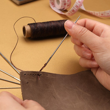 Комплект за шиене на кожа с восъчен конец Игли за ръчно шиене Кука Шила Прежди Ножици за Направи си сам Кожен колан Инструменти за ремонт на обувки