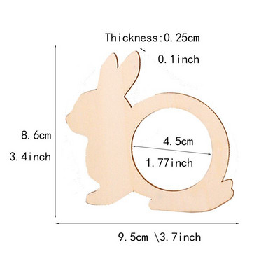10gab Lieldienu zaķa salvešu turētāja gredzena truša formas Lieldienu dekorācija mājas ballītēm vakariņu galdam Koka dekoru piederumi virtuvei