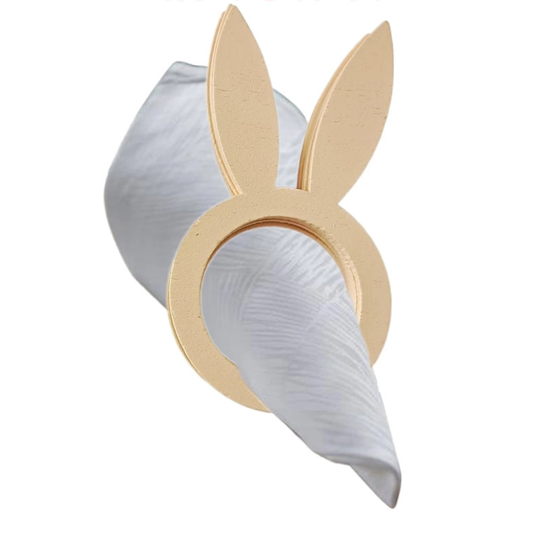 10gab Lieldienu zaķa salvešu turētāja gredzena truša formas Lieldienu dekorācija mājas ballītēm vakariņu galdam Koka dekoru piederumi virtuvei