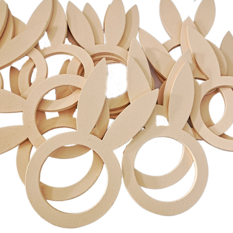 10gab Lieldienu zaķa salvešu turētāja gredzena truša formas Lieldienu dekorācija mājas ballītēm vakariņu galdam Koka dekoru piederumi virtuvei