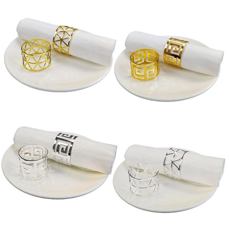 Salvešu gredzeni 6 gab. Zelta sudraba krēslu sprādzes Dzimšanas dienas galdi Dekorācijas Kāzu Labvēlības Ziemassvētku Vakariņu Galdu turētāji Mājas piederumi