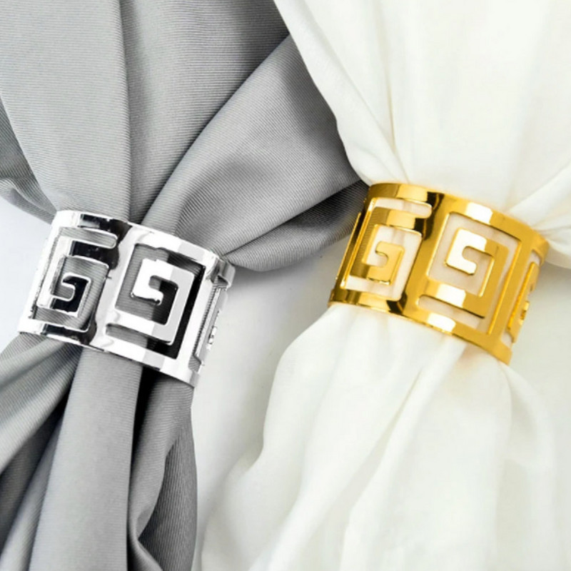 Salvešu gredzeni 6 gab. Zelta sudraba krēslu sprādzes Dzimšanas dienas galdi Dekorācijas Kāzu Labvēlības Ziemassvētku Vakariņu Galdu turētāji Mājas piederumi