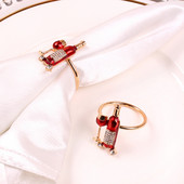 6vnt / rinkinys Raudonojo vyno butelis stiklinis metalinis servetėlių žiedai vestuvių Valentino dienos vakarėlio stalo dekoravimas servetėlių laikikliai rankšluosčių sagtys