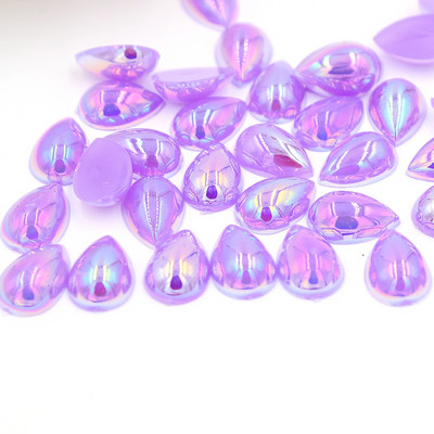 10*14mm AB Krāsa Ūdens piliens Forma asarainās acis Akrils Plakans Pusapaļas Pērles Flatback Scrapbook Krelles DIY Nagi (100gab/partija)