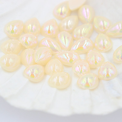 10*14mm AB Krāsa Ūdens piliens Forma asarainās acis Akrils Plakans Pusapaļas Pērles Flatback Scrapbook Krelles DIY Nagi (100gab/partija)