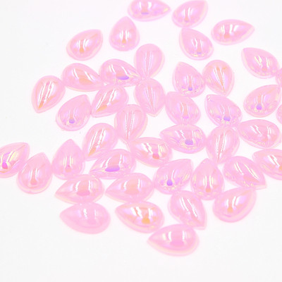 10*14mm AB Krāsa Ūdens piliens Forma asarainās acis Akrils Plakans Pusapaļas Pērles Flatback Scrapbook Krelles DIY Nagi (100gab/partija)