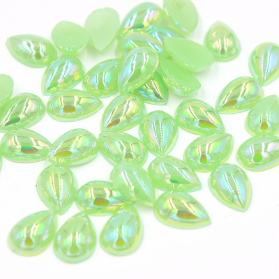 10*14mm AB Krāsa Ūdens piliens Forma asarainās acis Akrils Plakans Pusapaļas Pērles Flatback Scrapbook Krelles DIY Nagi (100gab/partija)