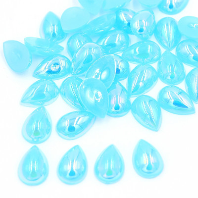 10*14mm AB Krāsa Ūdens piliens Forma asarainās acis Akrils Plakans Pusapaļas Pērles Flatback Scrapbook Krelles DIY Nagi (100gab/partija)
