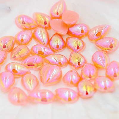 10*14mm AB Krāsa Ūdens piliens Forma asarainās acis Akrils Plakans Pusapaļas Pērles Flatback Scrapbook Krelles DIY Nagi (100gab/partija)