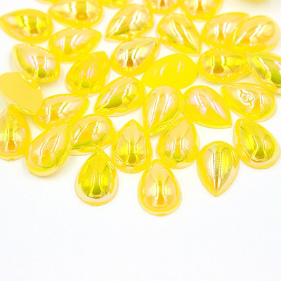 10*14mm AB Krāsa Ūdens piliens Forma asarainās acis Akrils Plakans Pusapaļas Pērles Flatback Scrapbook Krelles DIY Nagi (100gab/partija)