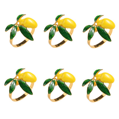 Dvianna 6Gb citronu salvešu gredzenu turētājs Pateicības dienai Ziemassvētku Kāzu vakariņām Svētku Lieldienu galda noformējums 2023 HWC100