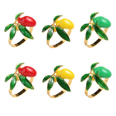 Dvianna 6Gb citronu salvešu gredzenu turētājs Pateicības dienai Ziemassvētku Kāzu vakariņām Svētku Lieldienu galda noformējums 2023 HWC100