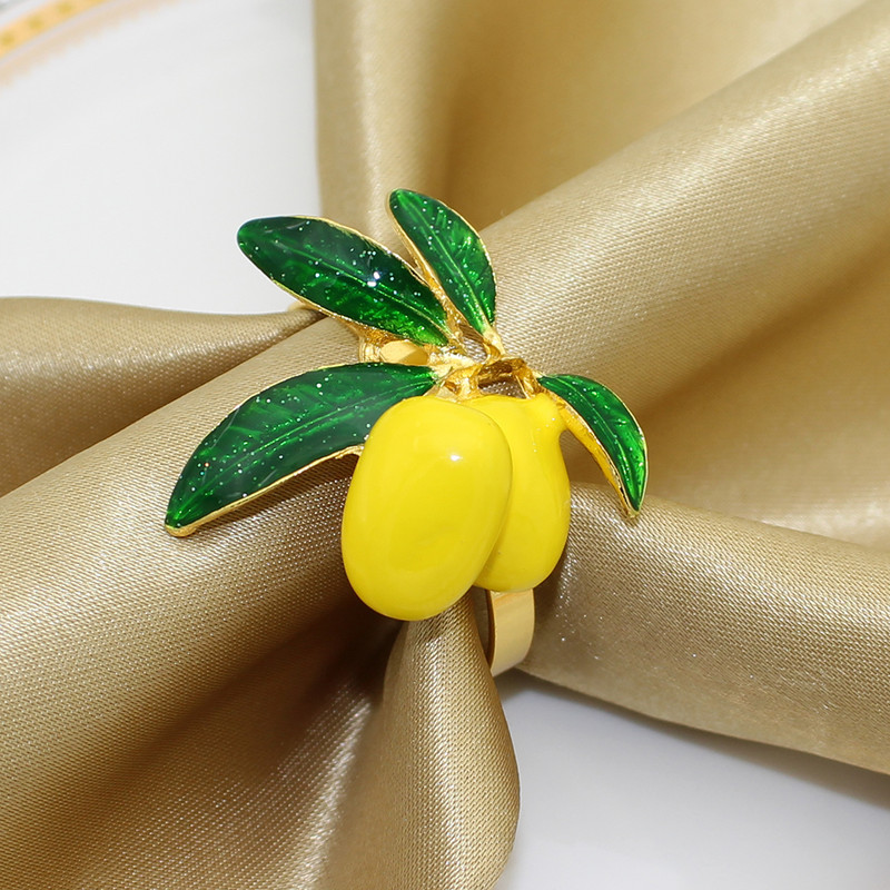 Dvianna 6Gb citronu salvešu gredzenu turētājs Pateicības dienai Ziemassvētku Kāzu vakariņām Svētku Lieldienu galda noformējums 2023 HWC100