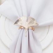 6 gab. Ginkgo lapu salvešu gredzenu sprādzes turētāji kāzu ballītei Mātes diena svinēt svētkus vakariņu galda dekorēšanai