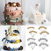 5 τμχ Cake Topper Χρυσό Ασημένιο Μπάλα Χρόνια Πολλά Κέικ Topper DIY Cupcake Flag Γάμος Χριστουγεννιάτικη Μπάλα Διακόσμηση Γενεθλίων
